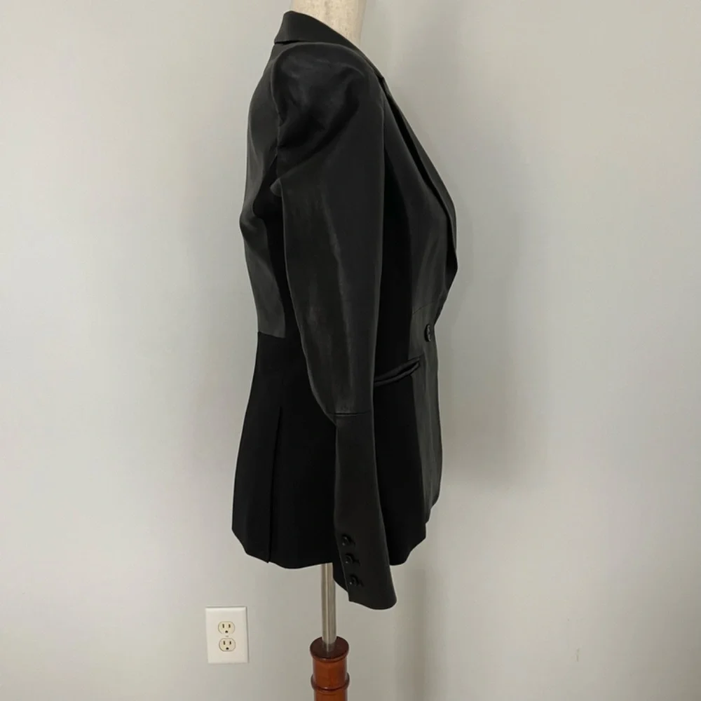 Alice + Olivia Black Leather Blazer - Size S - Picture 7 of 10